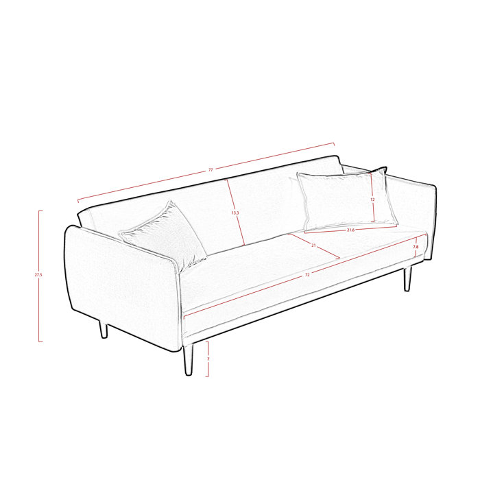 Ebern Designs 77'' Velvet Sofa Bed & Reviews Wayfair